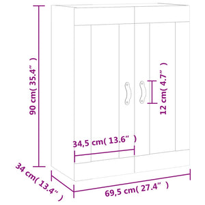 Hochglanz-Wandschrank Weiß 69,5x34x90 cm