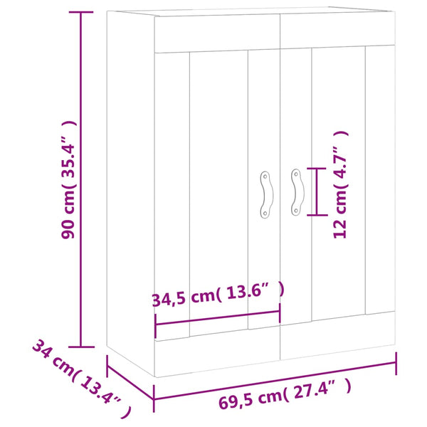 Hochglanz-Wandschrank Weiß 69,5x34x90 cm
