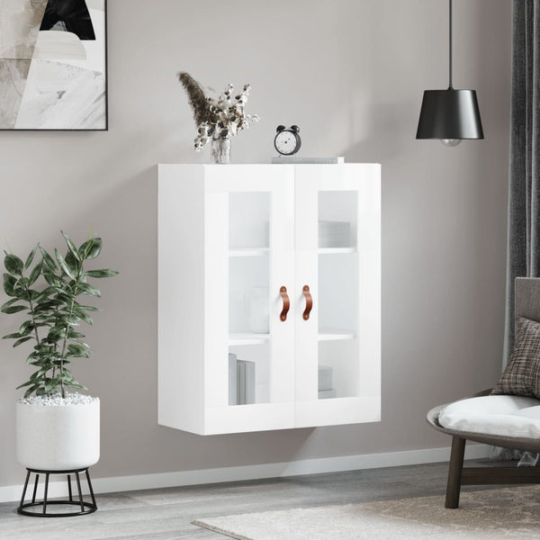 Hochglanz-Wandschrank Weiß 69,5x34x90 cm