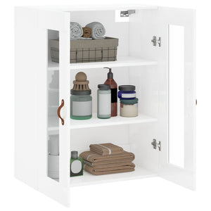Hochglanz-Wandschrank Weiß 69,5x34x90 cm