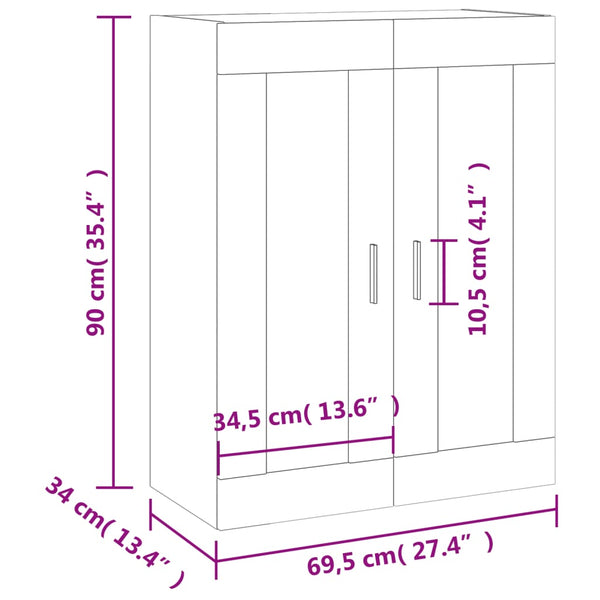 Wandschrank Räuchereiche 69,5x34x90 cm