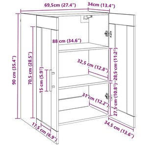 Weißer Wandschrank 69,5x34x90 cm