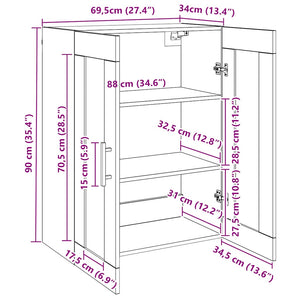 Wandschrank Betongrau 69,5x34x90 cm