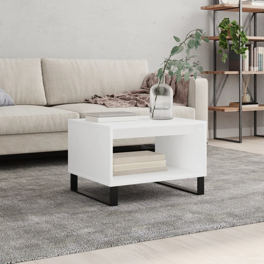 vidaXL Table basse blanche 60x50x40 cm Aggloméré