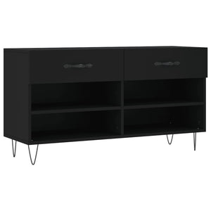 Schuhbank Schwarz mit Stauraum 102 cm
