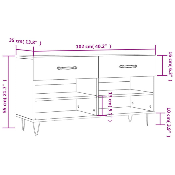 Schuhbank Schwarz mit Stauraum 102 cm