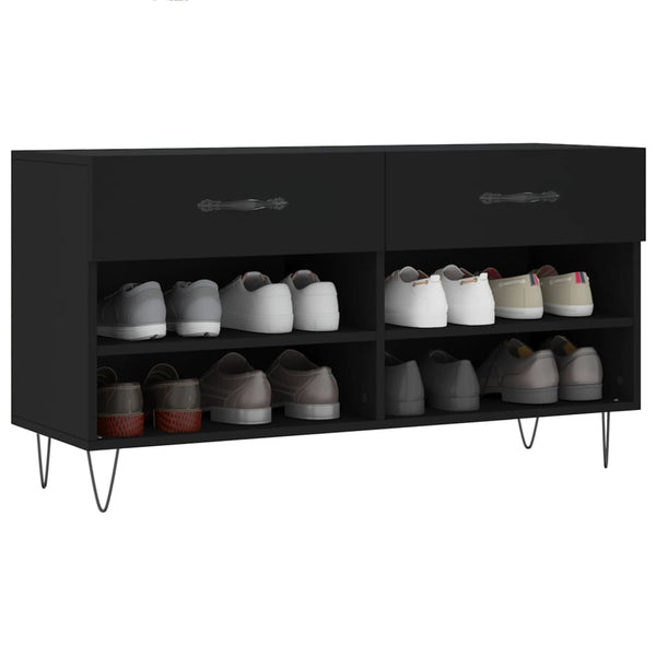 Schuhbank Schwarz mit Stauraum 102 cm
