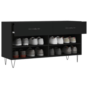 Schuhbank Schwarz mit Stauraum 102 cm
