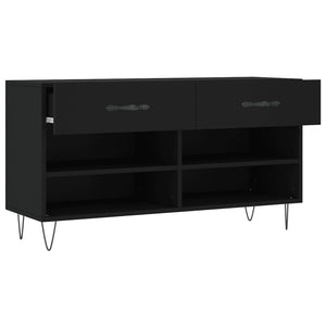 Schuhbank Schwarz mit Stauraum 102 cm