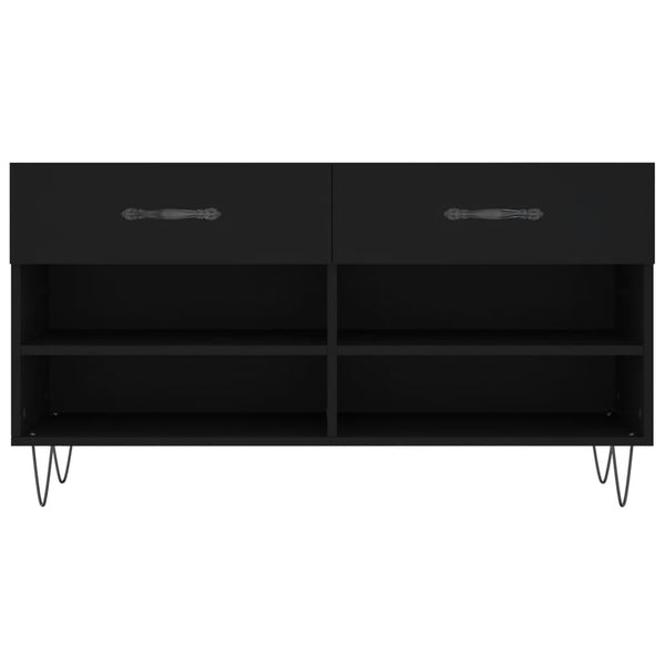 Schuhbank Schwarz mit Stauraum 102 cm