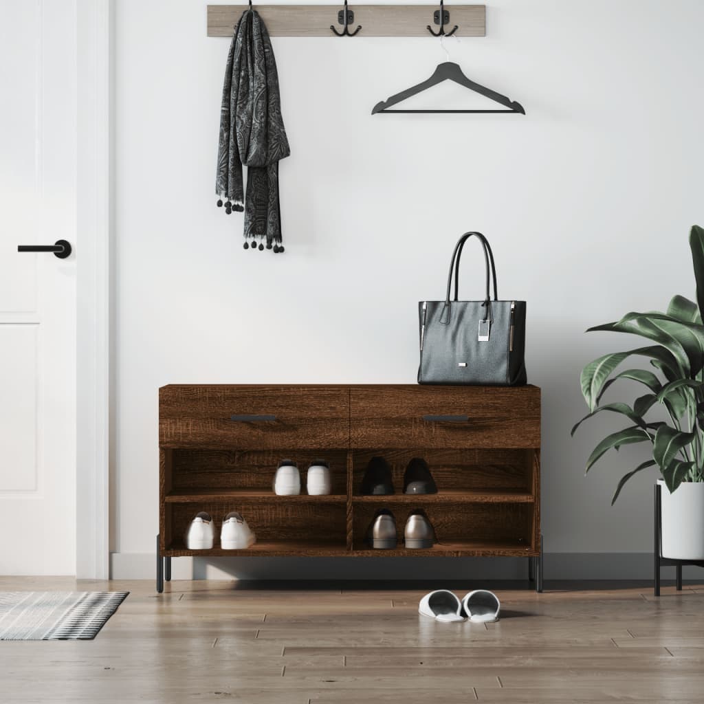 Schuhbank Braun Eichen-Optik mit Stauraum