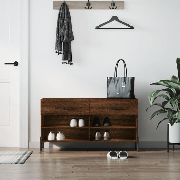 Schuhbank Braun Eichen-Optik mit Stauraum