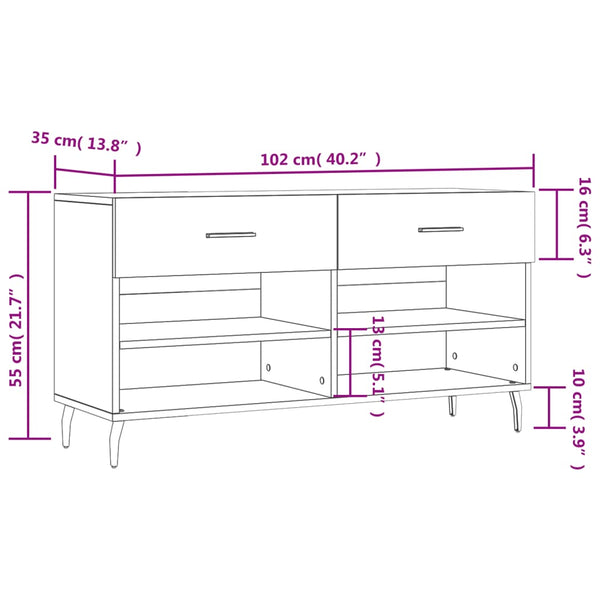 Schuhbank Sonoma Eiche 102x35x55 cm