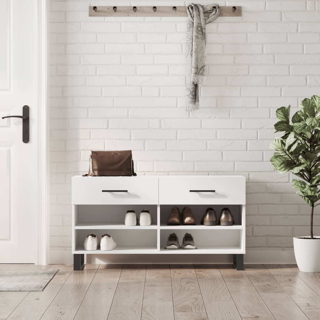Schuhbank Weiß mit Stauraum 102 cm