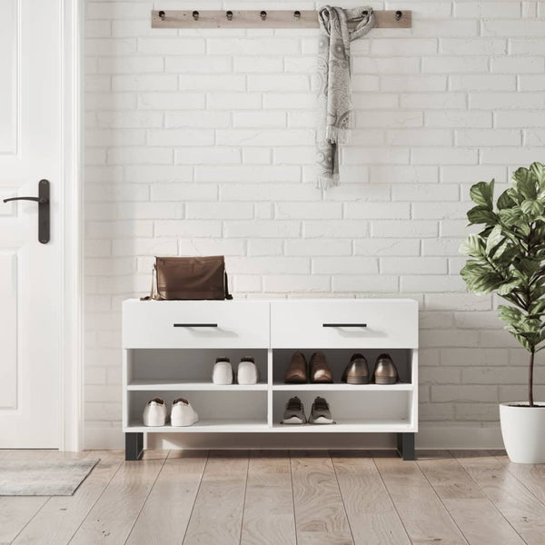 Schuhbank Weiß mit Stauraum 102 cm