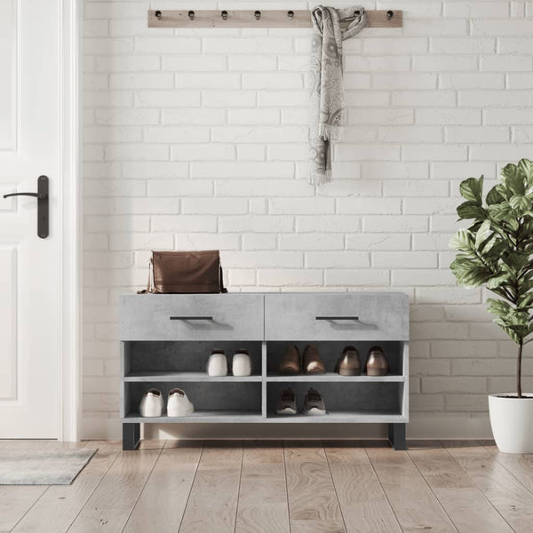 Schuhbank Betongrau mit Stauraum