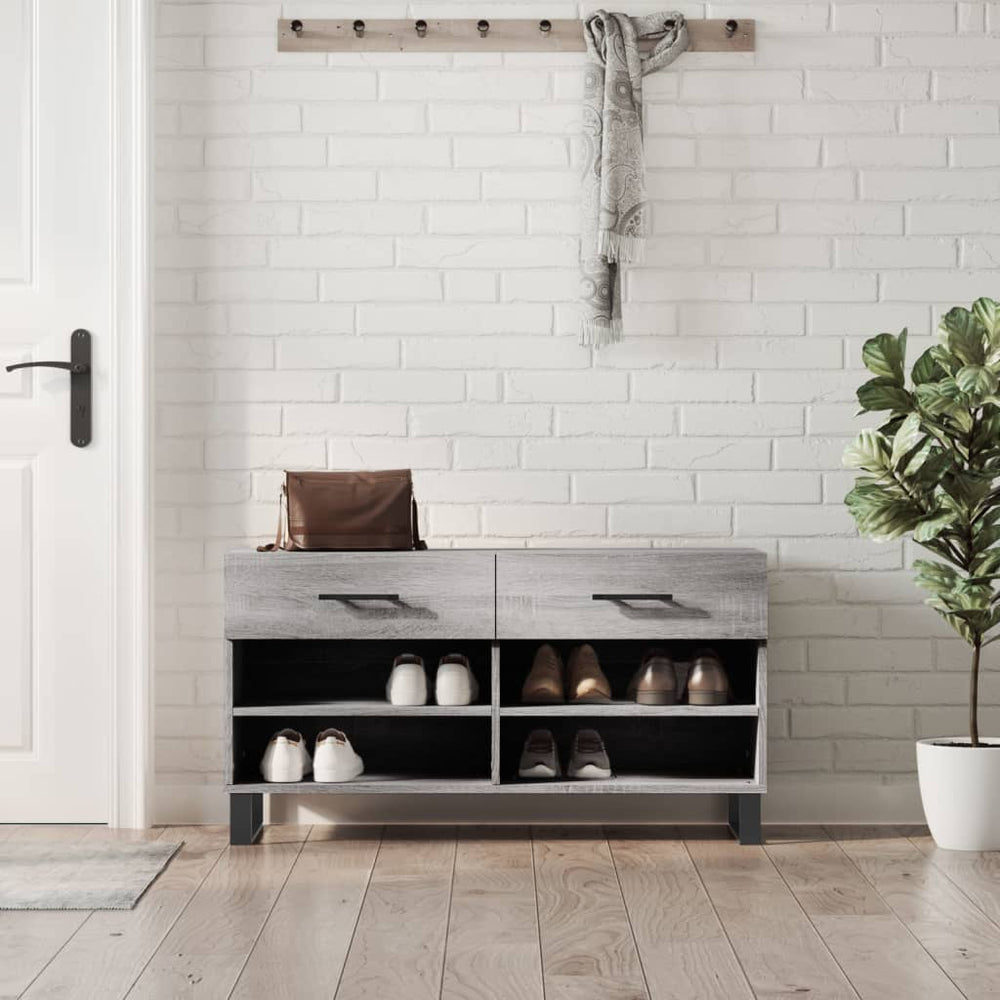 vidaXL Banc à chaussures gris Sonoma 102x35x55 cm en bois d'ingénierie