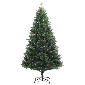 vidaXL Sapin de Noël artificiel pliable avec baies rouges 150 cm