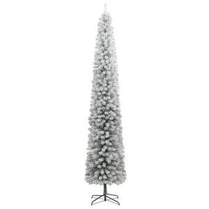 vidaXL Sapin de Noël Slim enneigé avec support 270 cm PVC