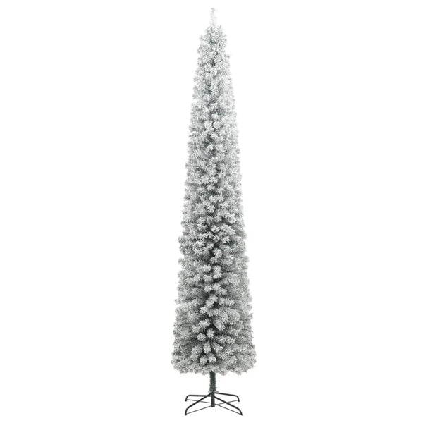 vidaXL Sapin de Noël Slim enneigé avec support 270 cm PVC