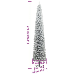 vidaXL Sapin de Noël Slim enneigé avec support 270 cm PVC