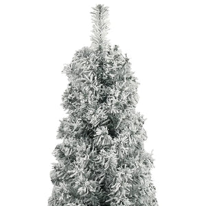 vidaXL Sapin de Noël Slim avec support floqué 300 cm PVC