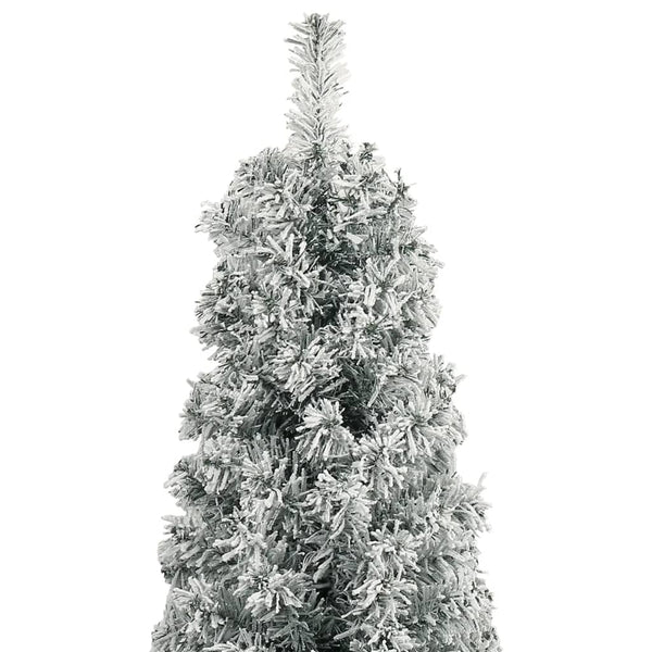 vidaXL Sapin de Noël Slim avec support floqué 300 cm PVC