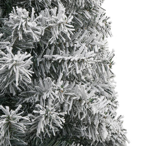 vidaXL Sapin de Noël Slim avec support floqué 300 cm PVC
