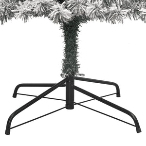 vidaXL Sapin de Noël Slim avec support floqué 300 cm PVC