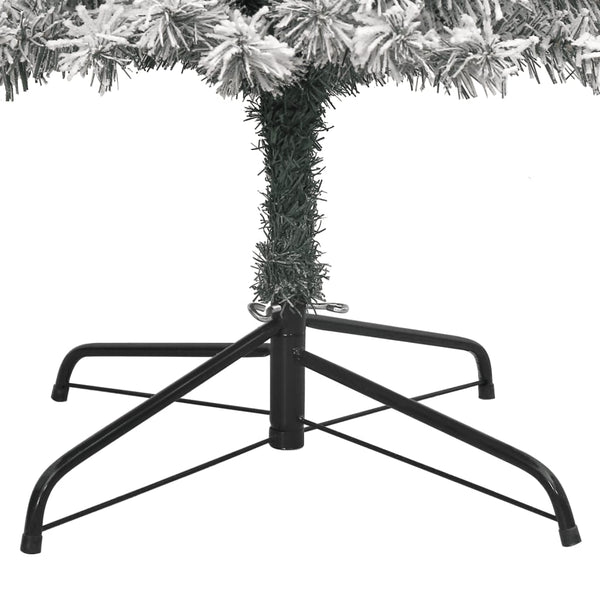 vidaXL Sapin de Noël Slim avec support floqué 300 cm PVC