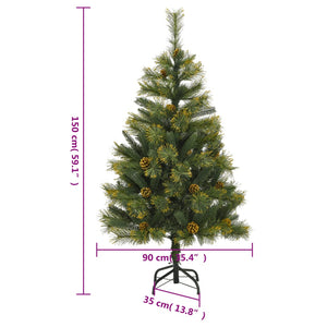 vidaXL Sapin de Noël artificiel pliable avec pommes de pin 150 cm