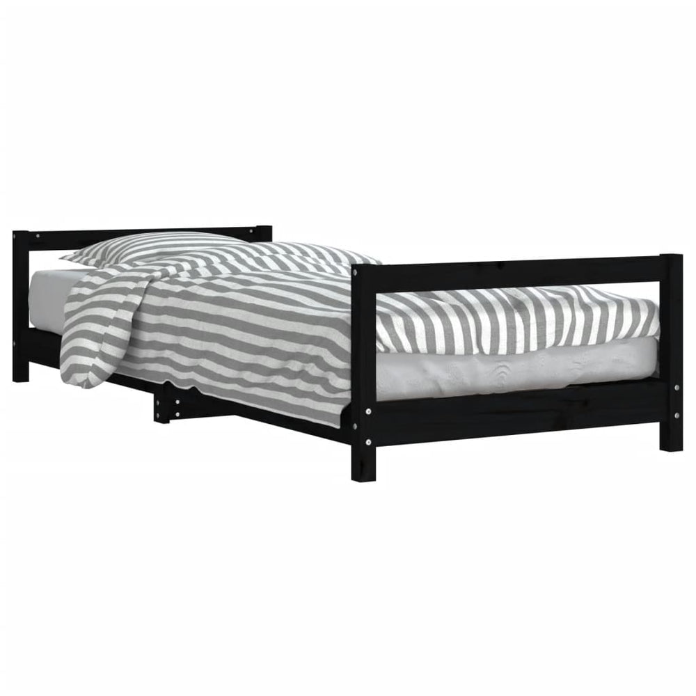 Schwarzes Kinderbett 90x190 cm Kiefer Massivholz