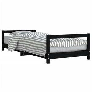 Schwarzes Kinderbett 90x190 cm Kiefer Massivholz