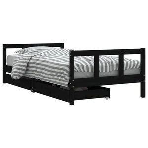 Schwarzes Kinderbett mit Schubladen 90x190 cm