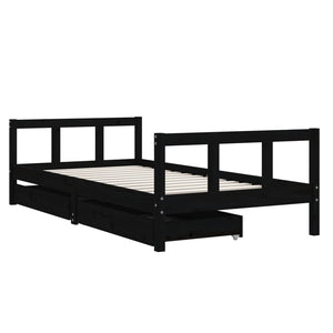 Schwarzes Kinderbett mit Schubladen 90x190 cm