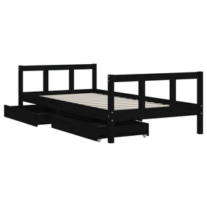 Schwarzes Kinderbett mit Schubladen 90x190 cm