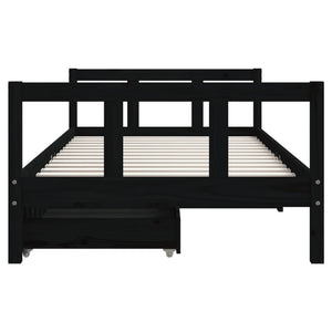 Schwarzes Kinderbett mit Schubladen 90x190 cm