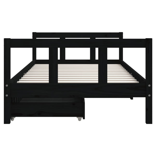 Schwarzes Kinderbett mit Schubladen 90x190 cm