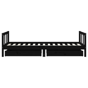 Schwarzes Kinderbett mit Schubladen 90x190 cm