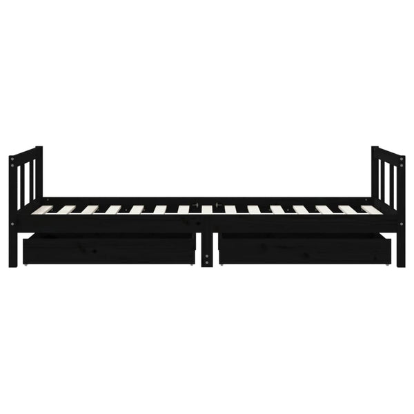 Schwarzes Kinderbett mit Schubladen 90x190 cm