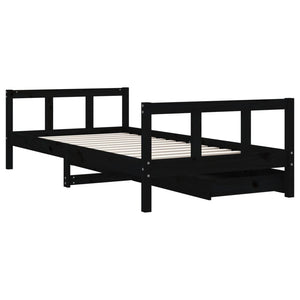 Schwarzes Kinderbett mit Schubladen 90x190 cm