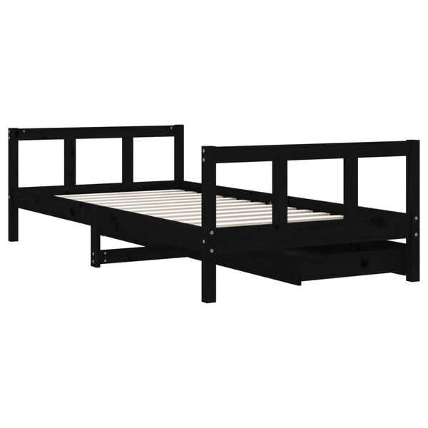 Schwarzes Kinderbett mit Schubladen 90x190 cm
