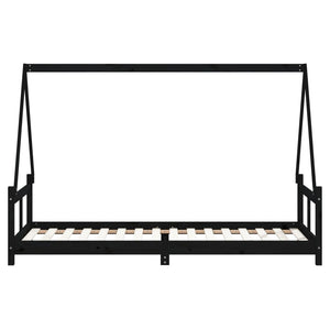 Schwarzes Kinderbett 80x200 cm Kiefer Massivholz