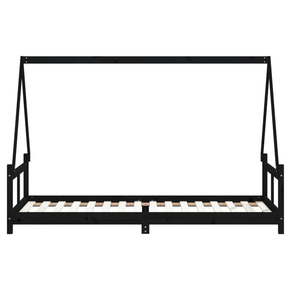 Schwarzes Kinderbett 80x200 cm Kiefer Massivholz