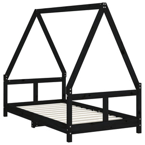Schwarzes Kinderbett 80x160 cm Kiefernholz