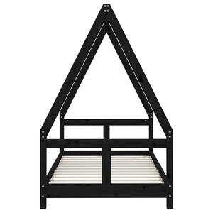 Schwarzes Kinderbett 80x160 cm Kiefernholz