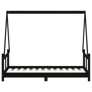 Schwarzes Kinderbett 80x160 cm Kiefernholz