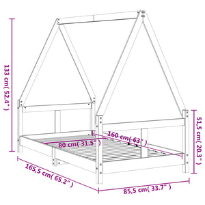 Schwarzes Kinderbett 80x160 cm Kiefernholz