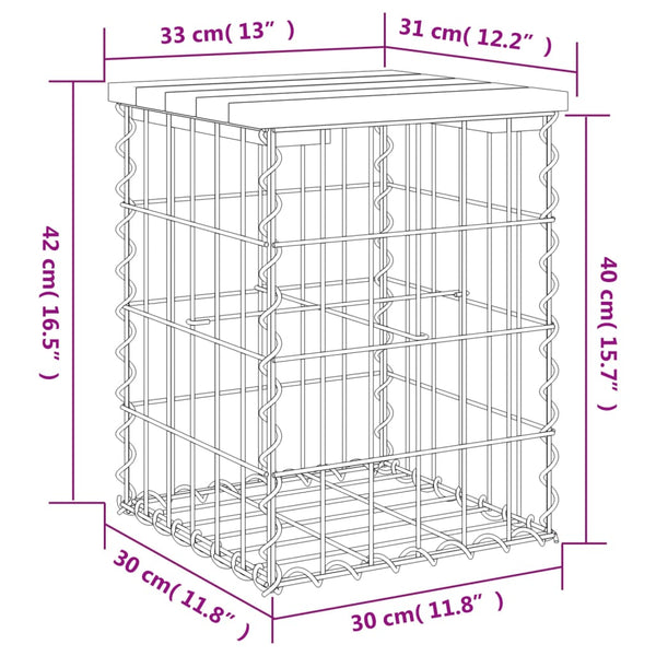 Gabionen Gartenbank Kiefer Massivholz 33x31x42cm