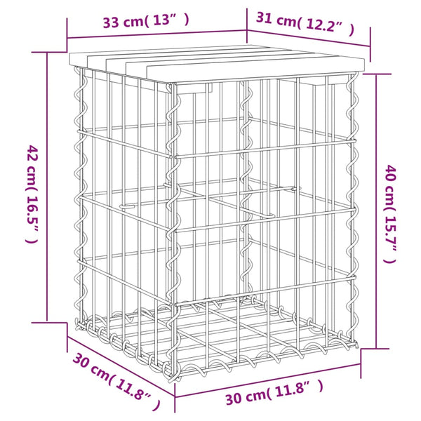Gartenbank Gabione Douglasie 33x31x42cm